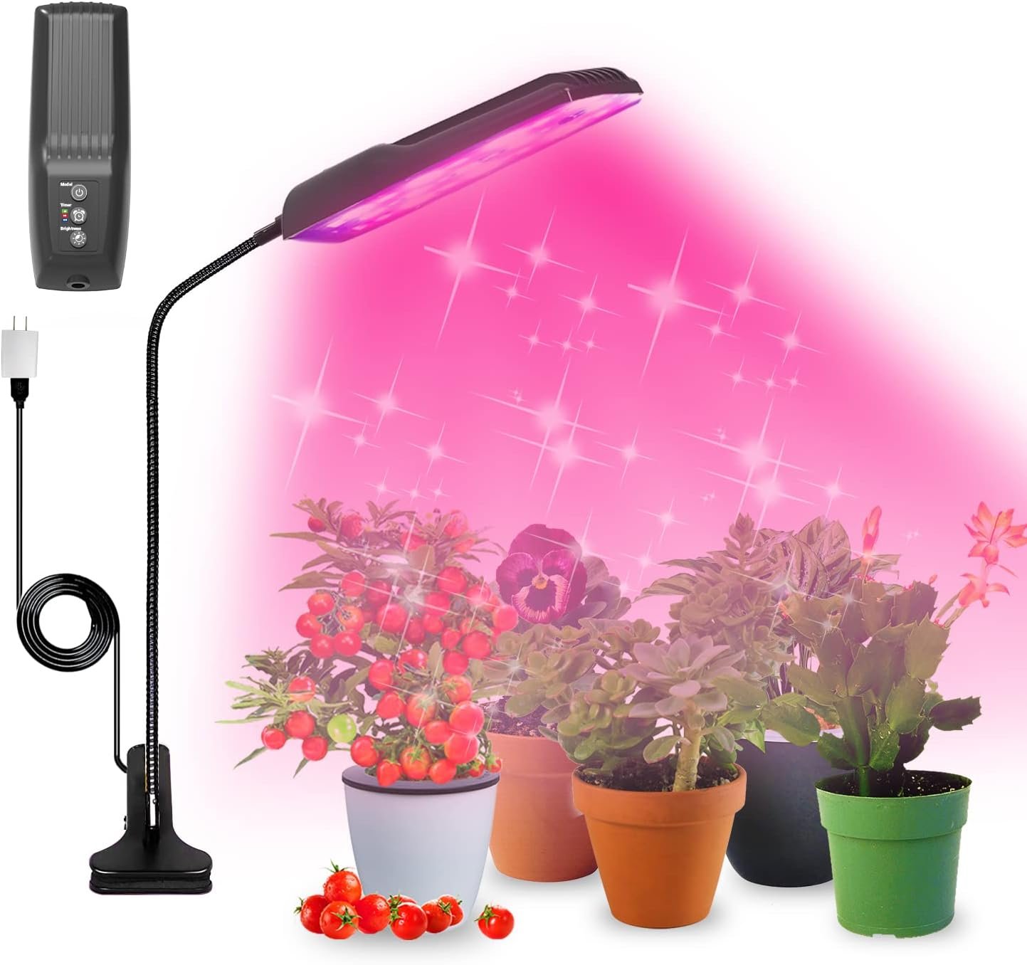 Ambgrow Grow Light for Indoor Plants, Plant Lights with Clip-3 Spectrum Models, White Red Blue Bulbs for Indoor Plants Growing, Plant Growing Lamp Auto On Off Timing 4 8 12Hrs- Upgraded
