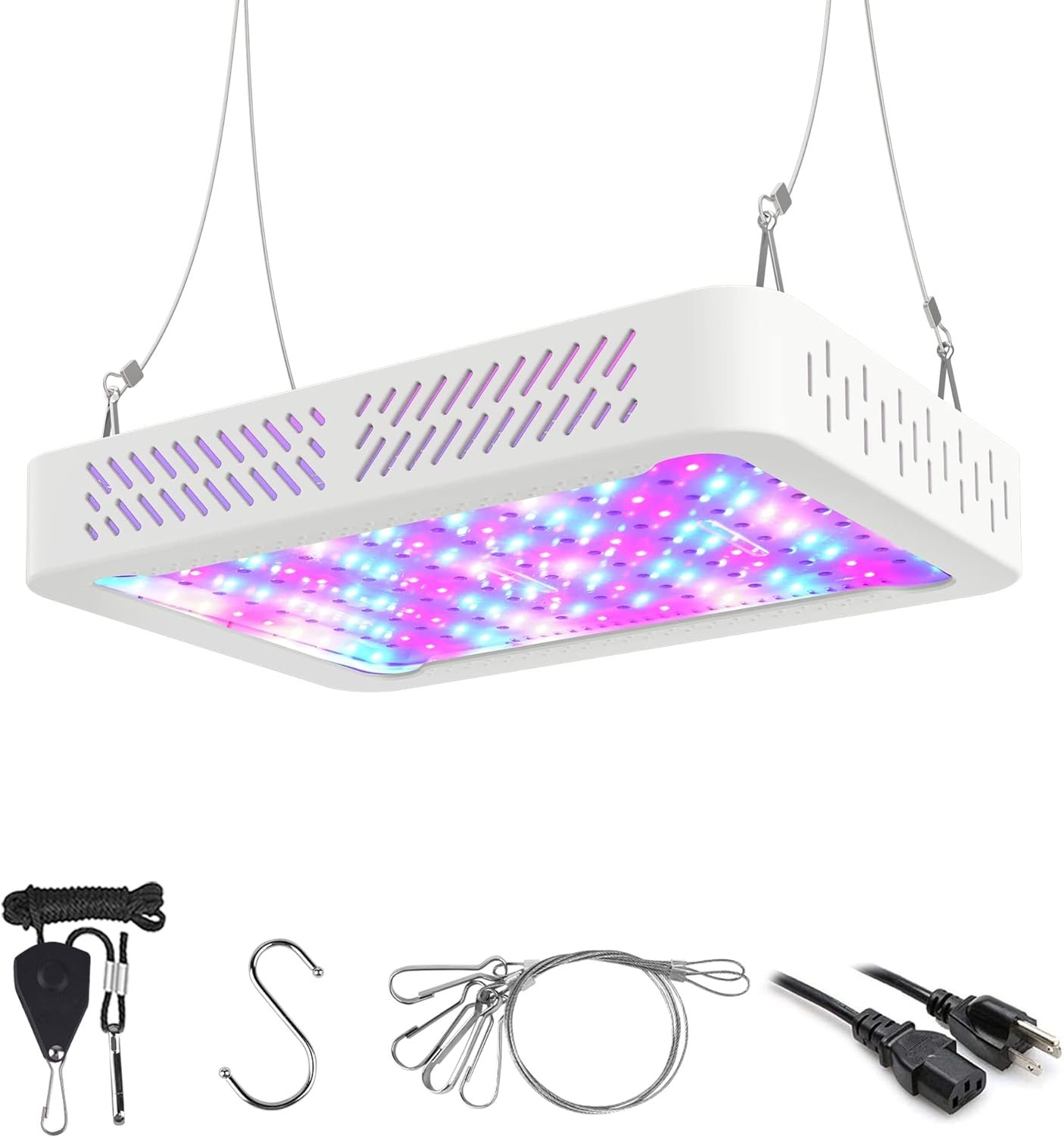 Beelux 1000W LED Grow Light for Indoor Plants Full Spectrum Upgrade Dual Switch  Dual Chips Daisy Chain Plant Grow Lights for Seed Starting Veg and Flower Greenhouse (Actual Power 110W)