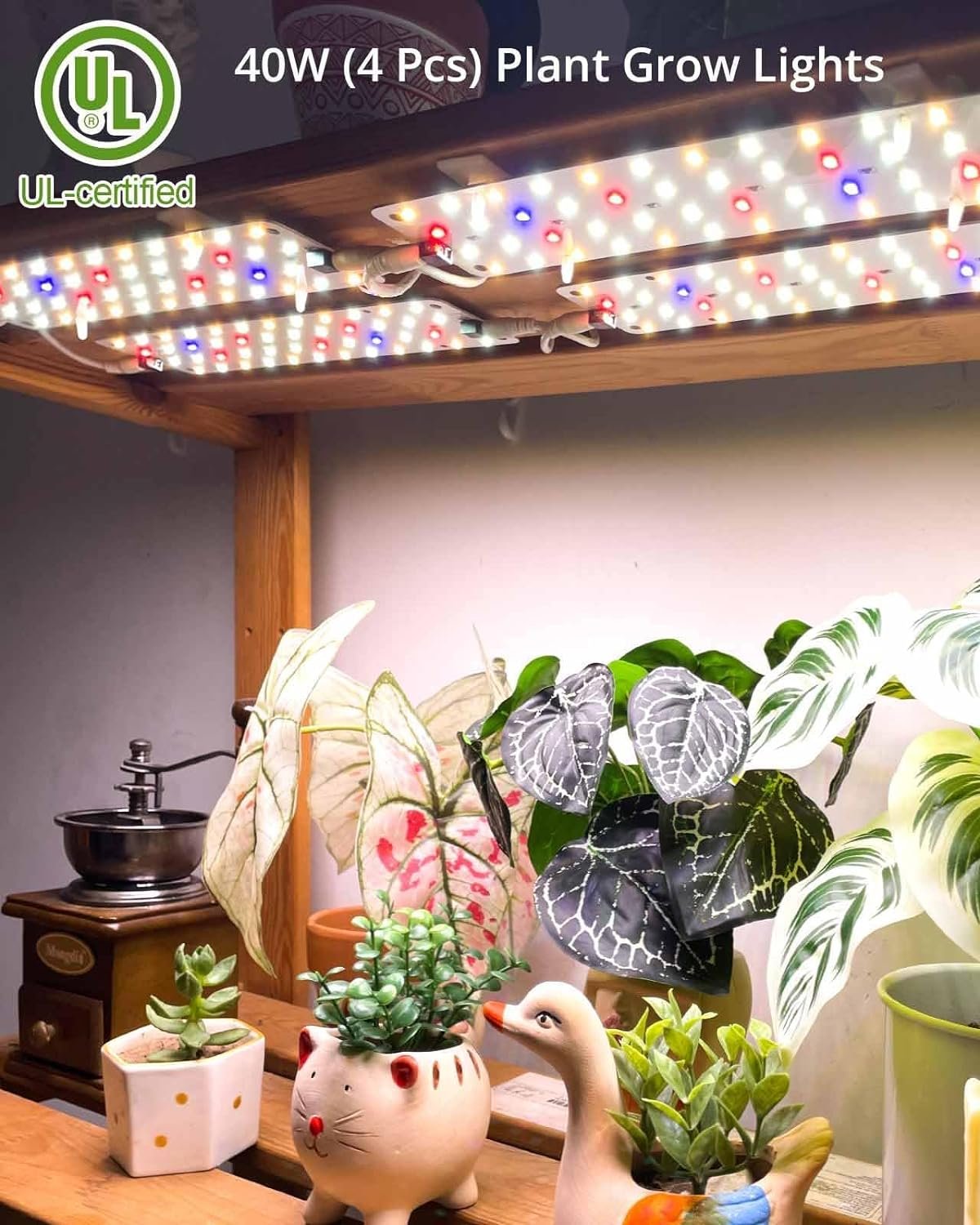 DOMMIA Grow Lights, Full Spectrum 12W(120W Equiv) for Indoor Plants, 84 LEDs Sunlike Plant Grow Light with On/Off Switch for Seed Starting, Hydroponics, Succulents  More, Easy to Assemble
