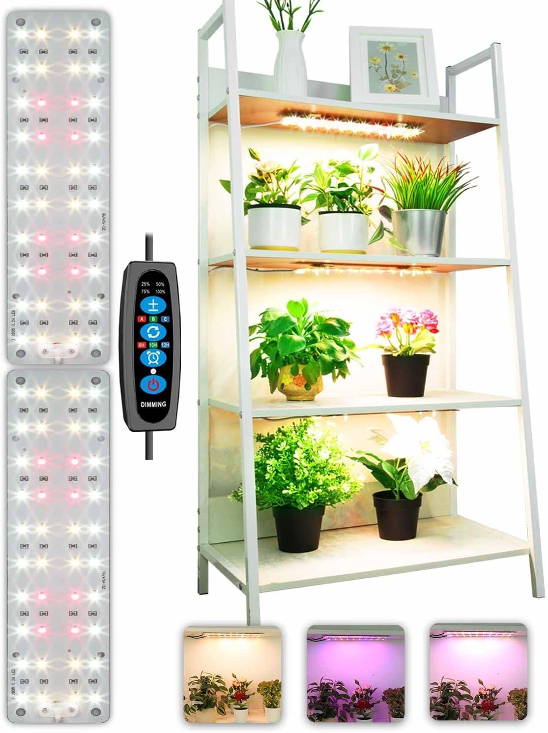 DOMMIA Grow Lights, Full Spectrum 12W(120W Equiv) for Indoor Plants, 84 LEDs Sunlike Plant Grow Light with On/Off Switch for Seed Starting, Hydroponics, Succulents  More, Easy to Assemble
