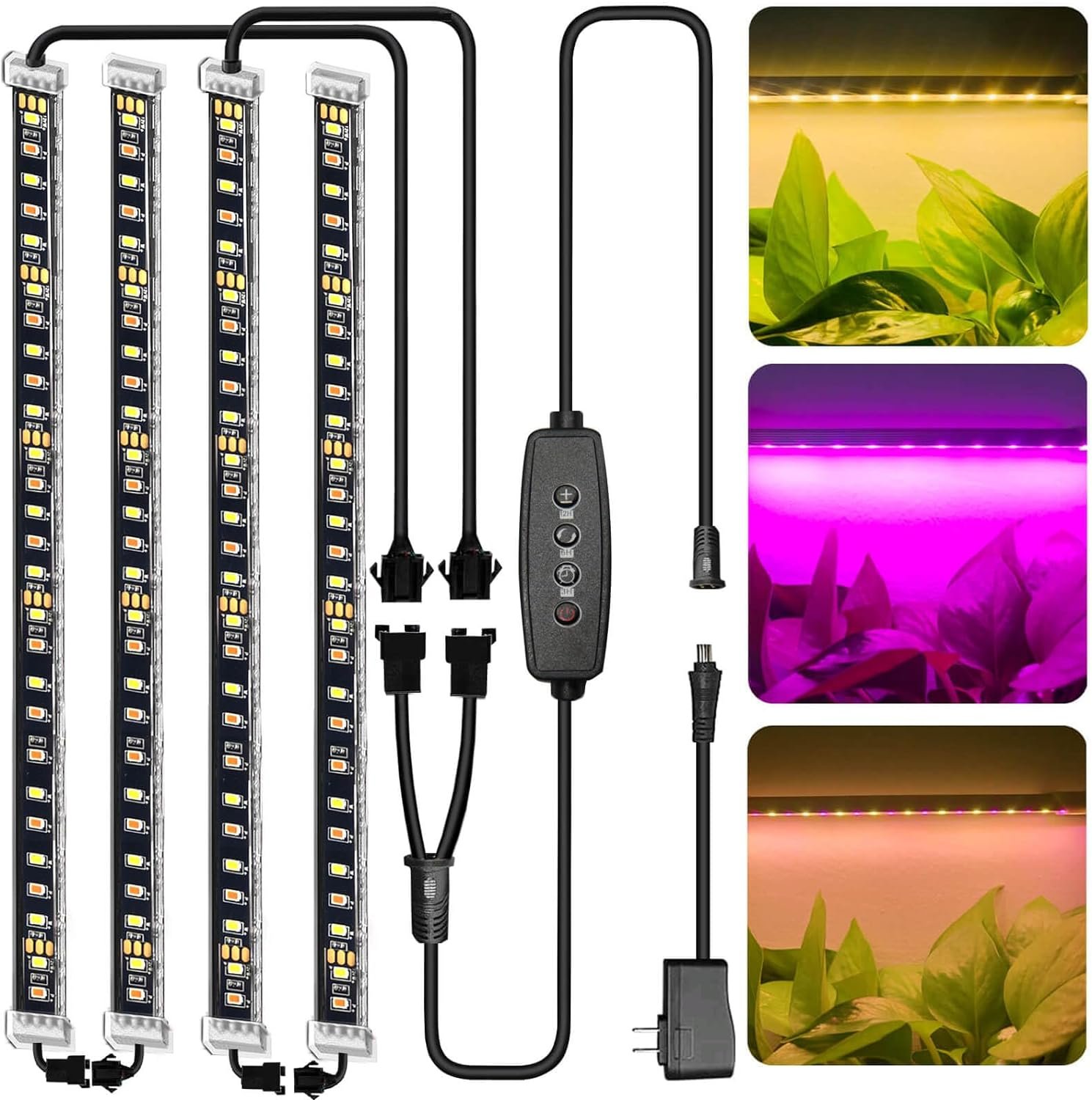Grow Light for Indoor Plants Abonnyc 96 LEDS Plant Grow Light Strips 10 Inch Warm White Light  Red Light Full Spectrum with Auto On/Off Timer Sunlike Small Grow Lamp for Hydroponics Succulent, 4 Bars