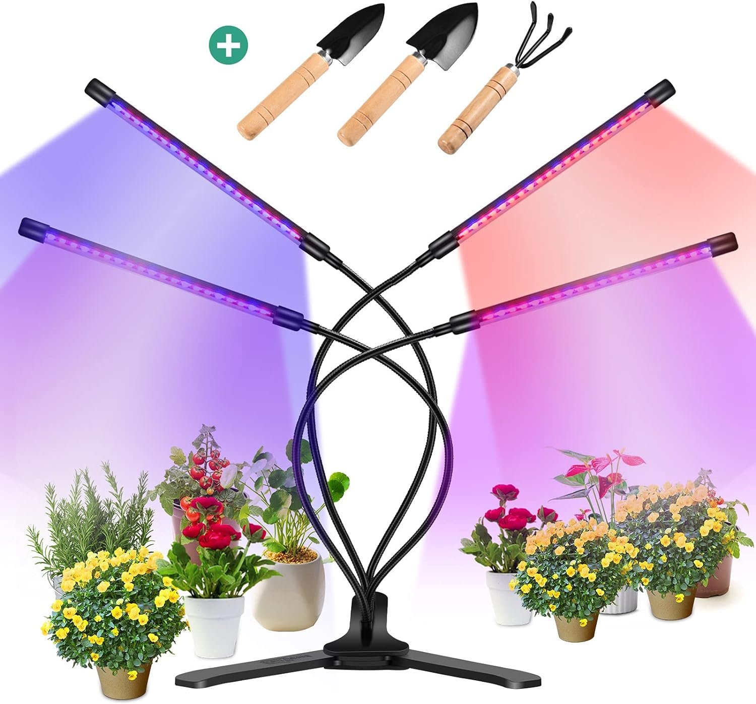 Grow Light for Indoor Plants - Adjustable LED Gooseneck Growing Light Strip,5V 3A Adapter Included,W/9 Dimmable Red Blue Spectrum 3 Modes Auto ON/Off 3/9/12H Timer for Flower Greenhouse