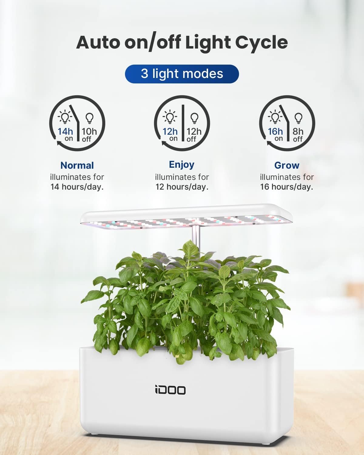 iDOO Hydroponics Growing System Kit 12Pods, Indoor Garden with LED Grow Light, Loved Gift for Green Thumbs Christmas, Built-in Fan, Auto-Timer, Adjustable Height Up to 11.3 for Home, Office