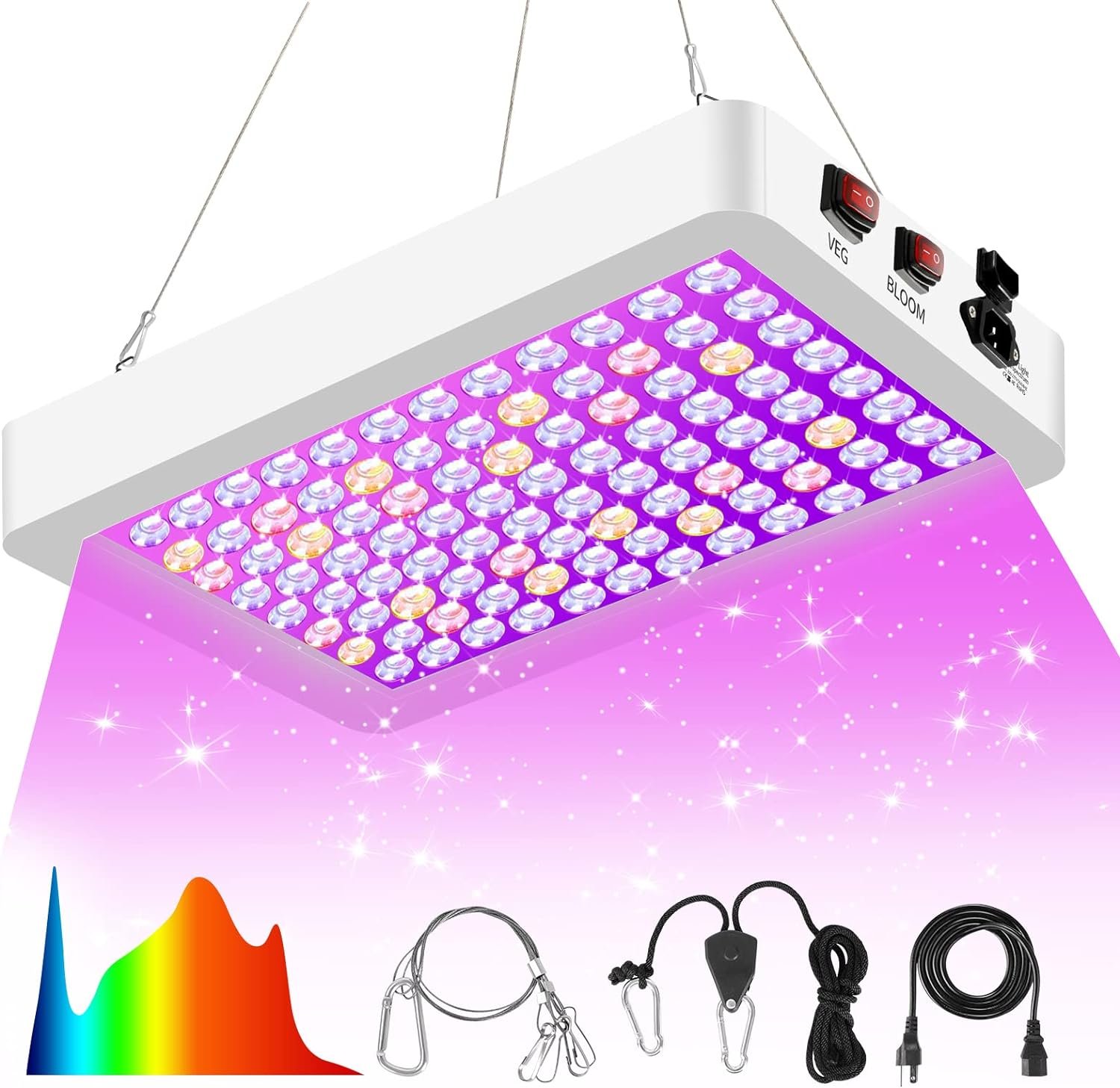 LUYIMIN Upgraded 1000W LED Grow Lights with Dual Switch, Double Chips Full Spectrum Plant Light, Grow Lights for Indoor Hydroponic Plants Veg Flower Growing Lamps
