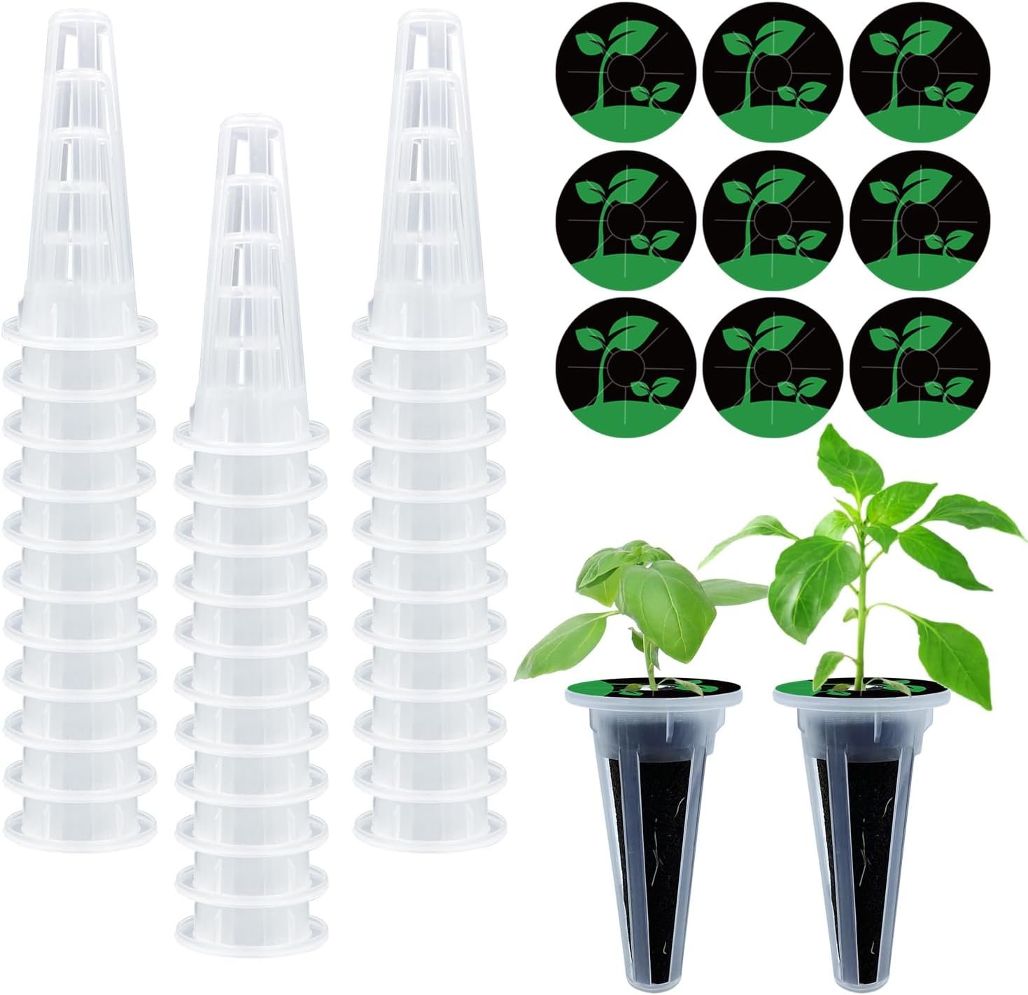 Oliz 50 Pack Hydroponic Grow Baskets with 51PCS Seed Pod Labels Stickers, Replacement Garden DIY Accessories for Most Hydroponic Growing System