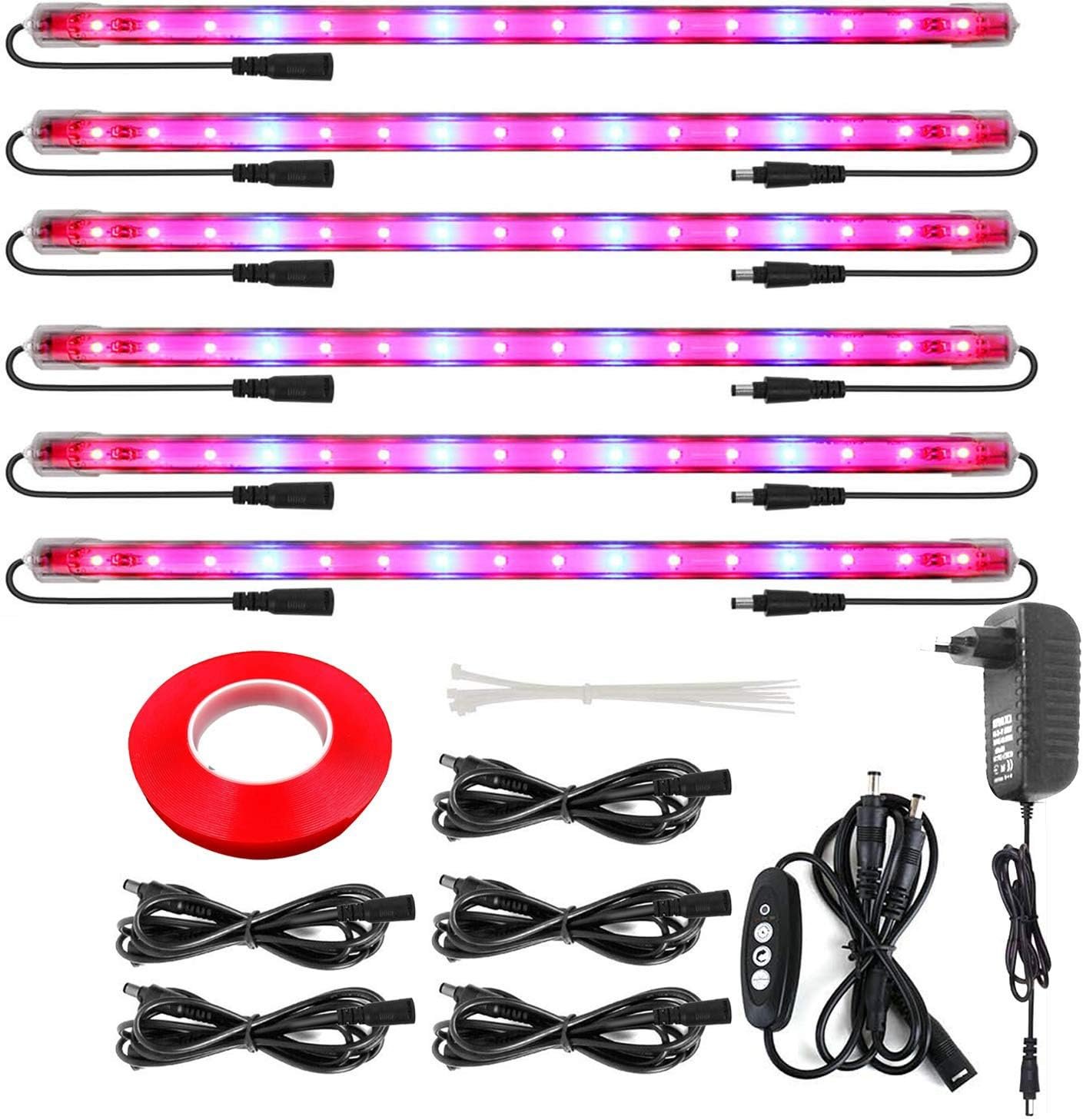 Roleadro Led Grow Light Strips for Indoor Plants, Full Spectrum Auto On  Off T5 Grow Lamp with Timer/Extension Cables Plant Lights Bar 4 Dimmable Levels