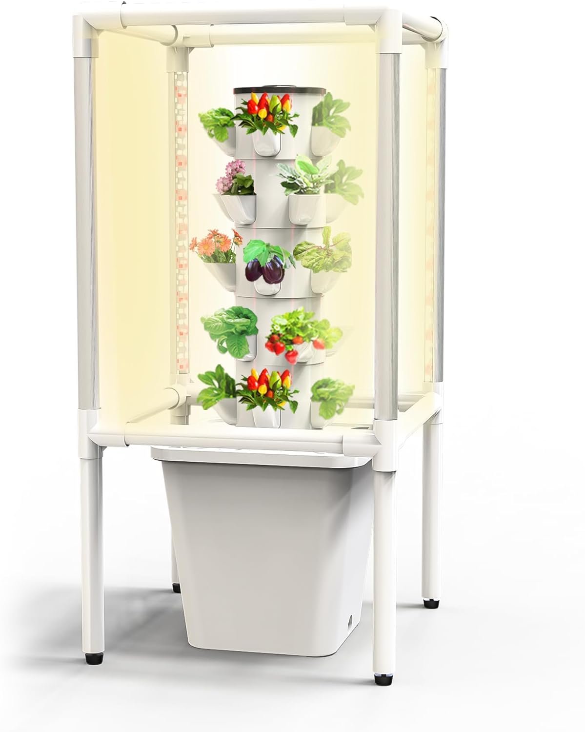 Sjzx Hydroponic Growing System with Grow Lights (No Seedlings Included) |25-Plant Hydroponic System | Home Gardening System for Indoor Herbs, Fruits and Vegetables | BPA-Free Food Grade
